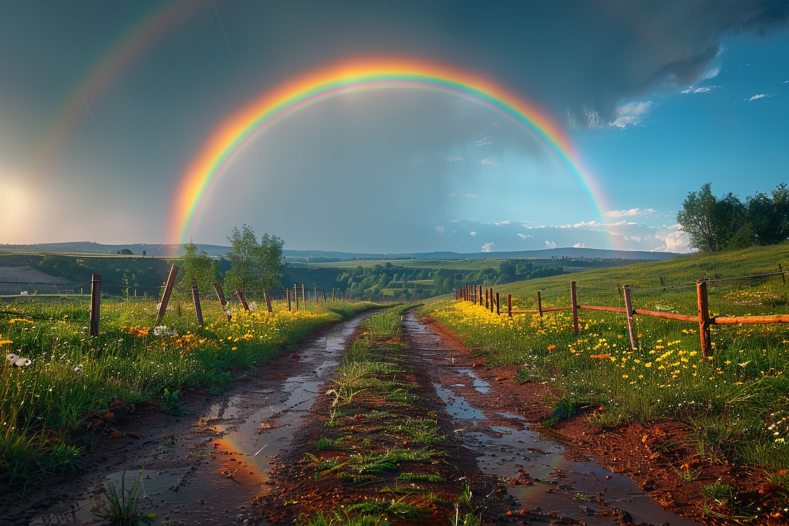 Rainbow in sky